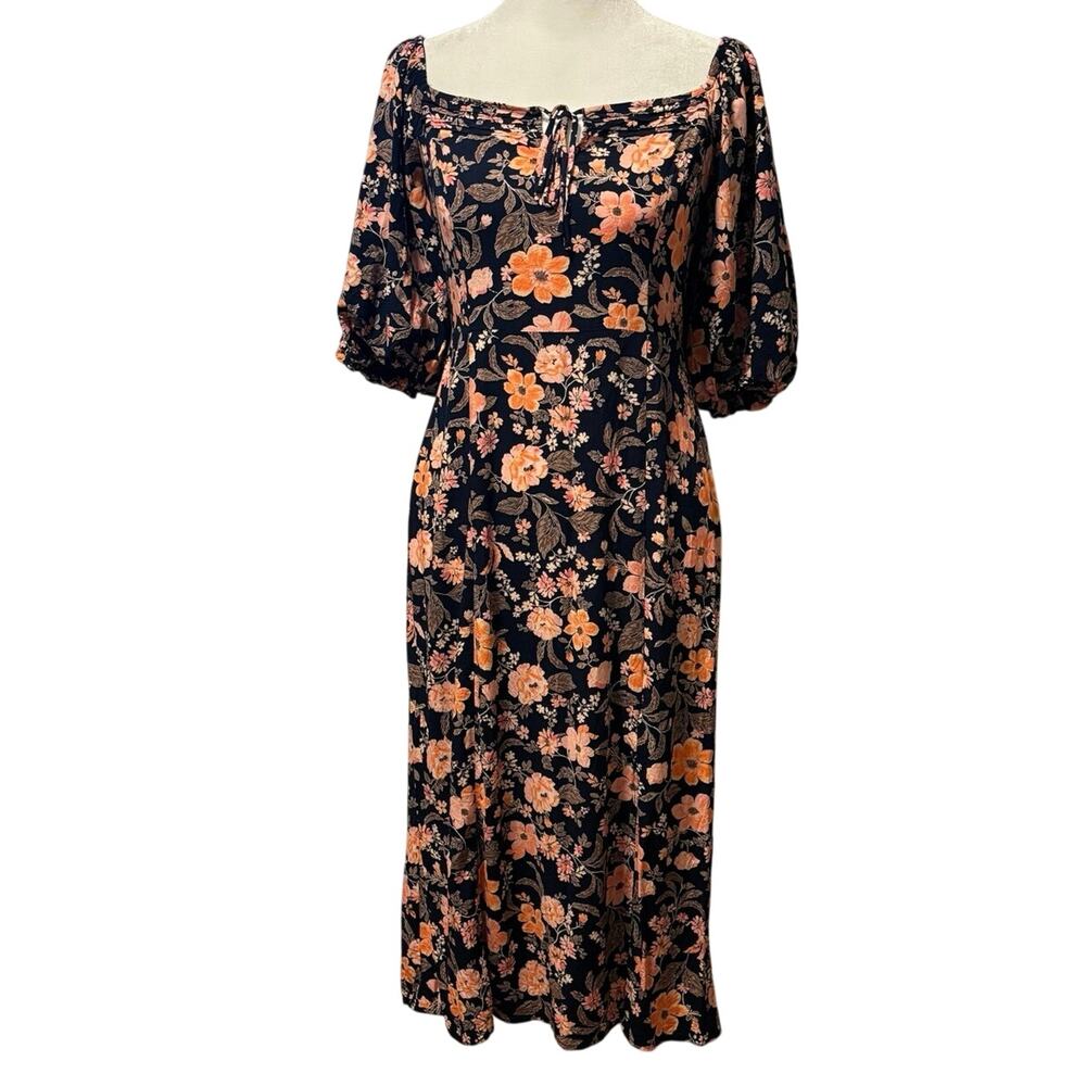Old Navy Size S Floral Midi Dress Smocked Babydoll
